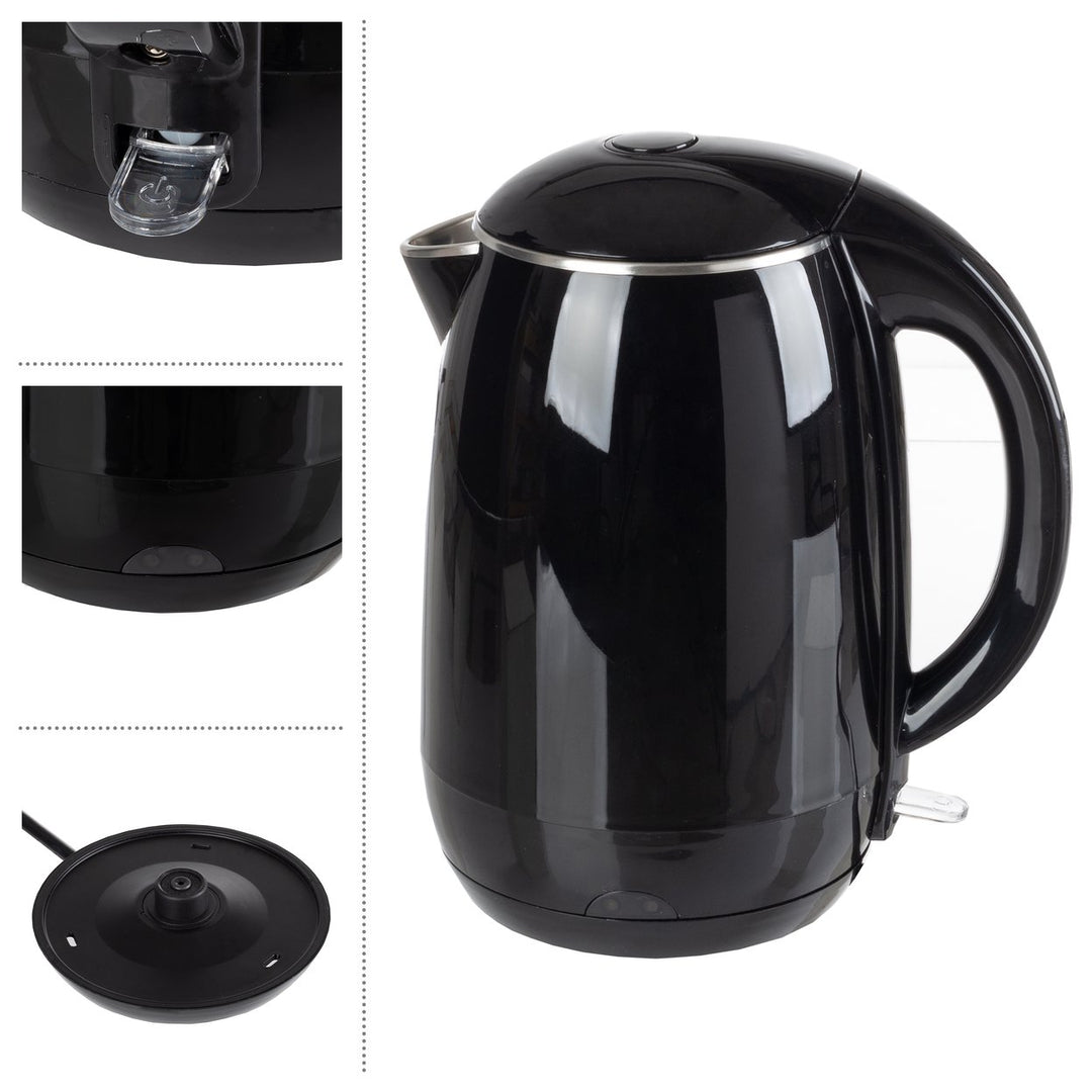 Electric Kettle 1.8L Black Stainless Steel Rapid Boil Auto Shut Off Heater Image 3