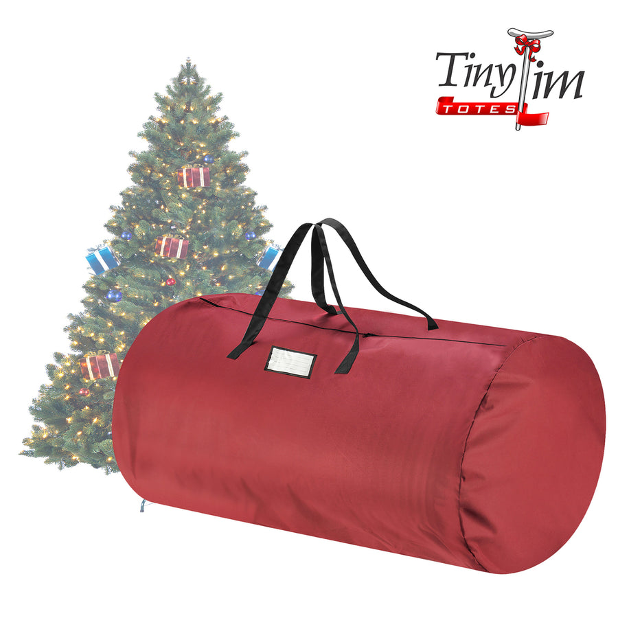 Red Holiday Christmas Tree Canvas Zippered Storage Bag Large For 9 Foot Tree Image 1