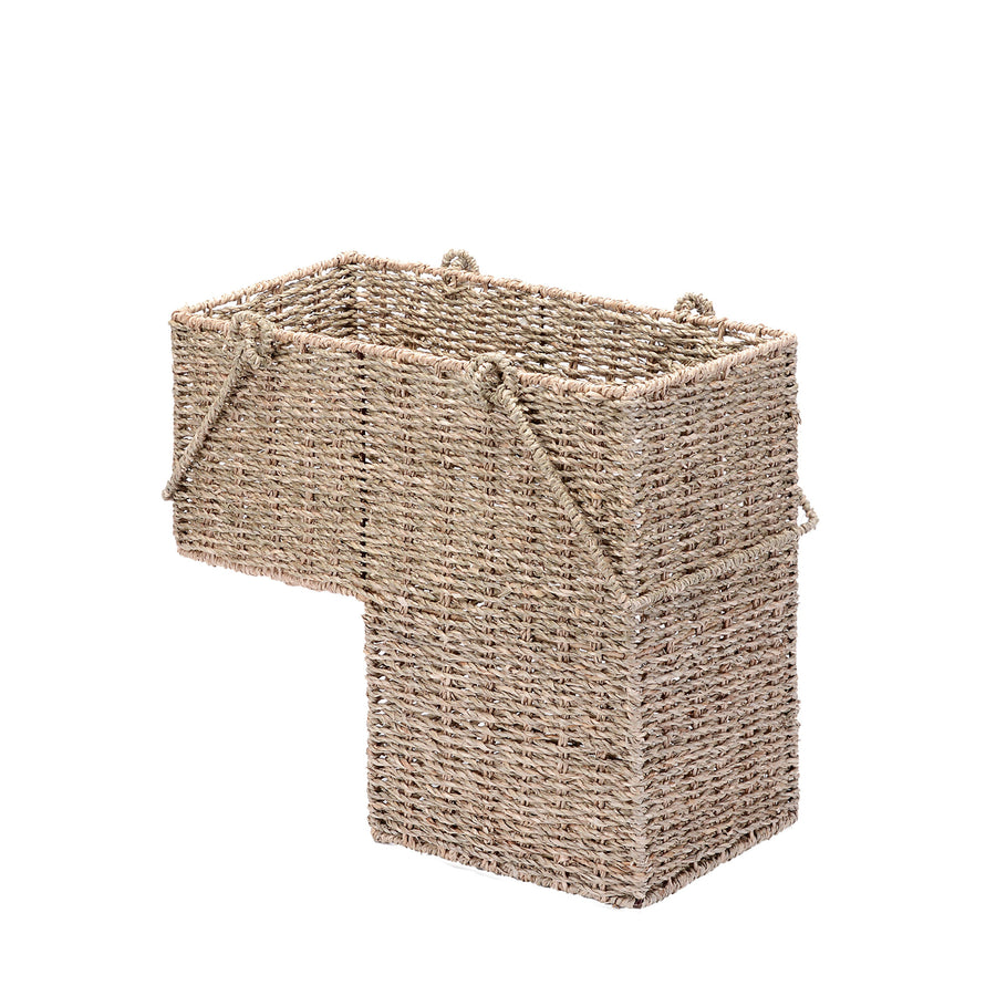 14-Inch Wicker Stair Case Basket Handmade Woven Seagrass StairStep Image 1