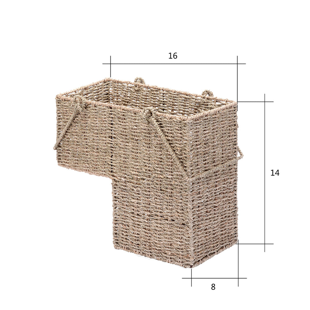 14-Inch Wicker Stair Case Basket Handmade Woven Seagrass StairStep Image 2