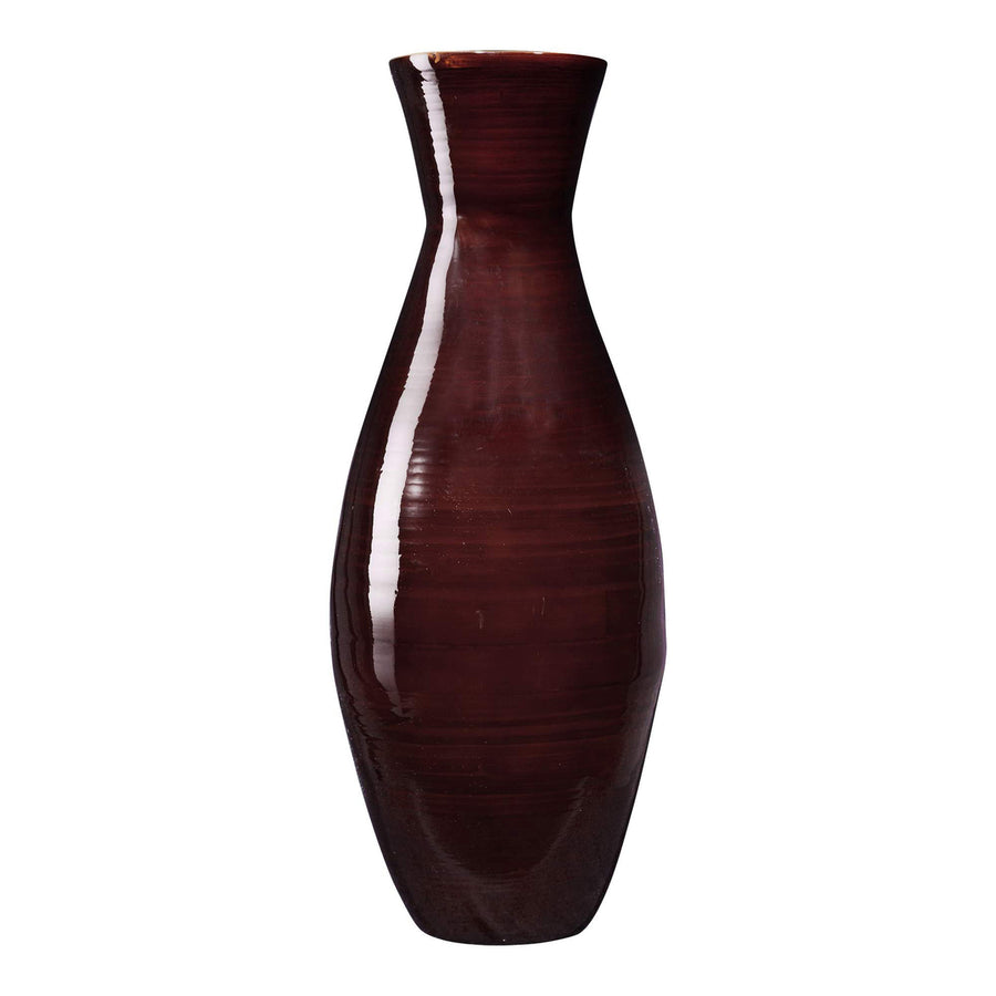 Handcrafted 20 In Tall Brown Bamboo Vase Decorative Classic Floor Vase Image 1