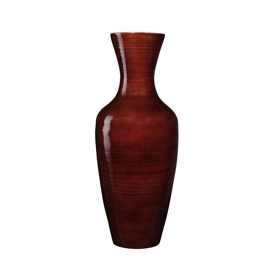 Handcrafted 18 In Tall Brown Bamboo Vase Decorative Jar Vase Image 1