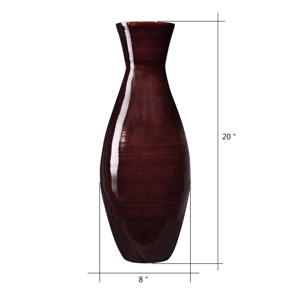 Handcrafted 20 In Tall Brown Bamboo Vase Decorative Classic Floor Vase Image 2