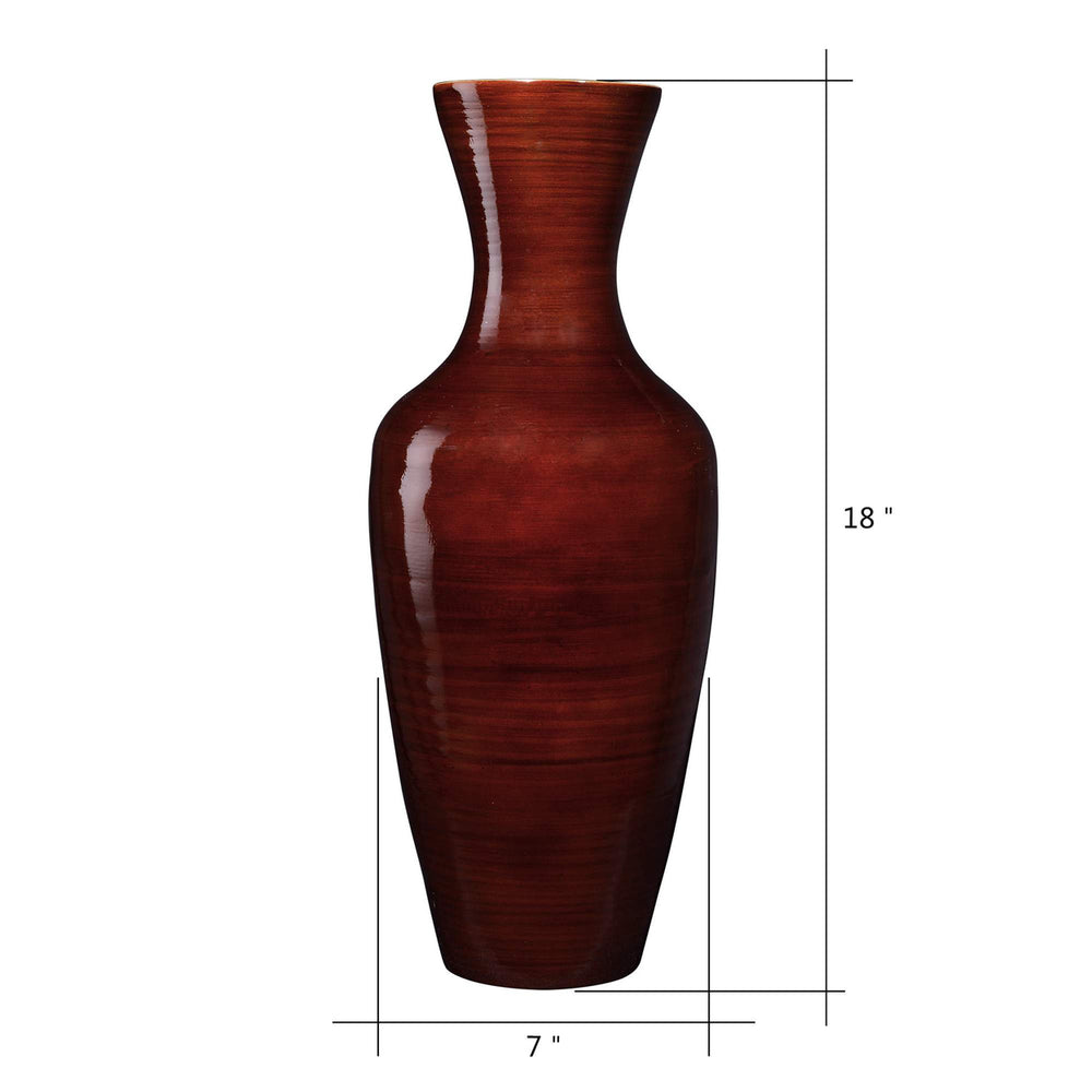 Handcrafted 18 In Tall Brown Bamboo Vase Decorative Jar Vase Image 2