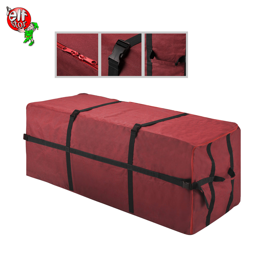 Elf Stor Red Canvas Storage Bag for 6-Foot Christmas Tree Heavy-Duty Zippered Image 3