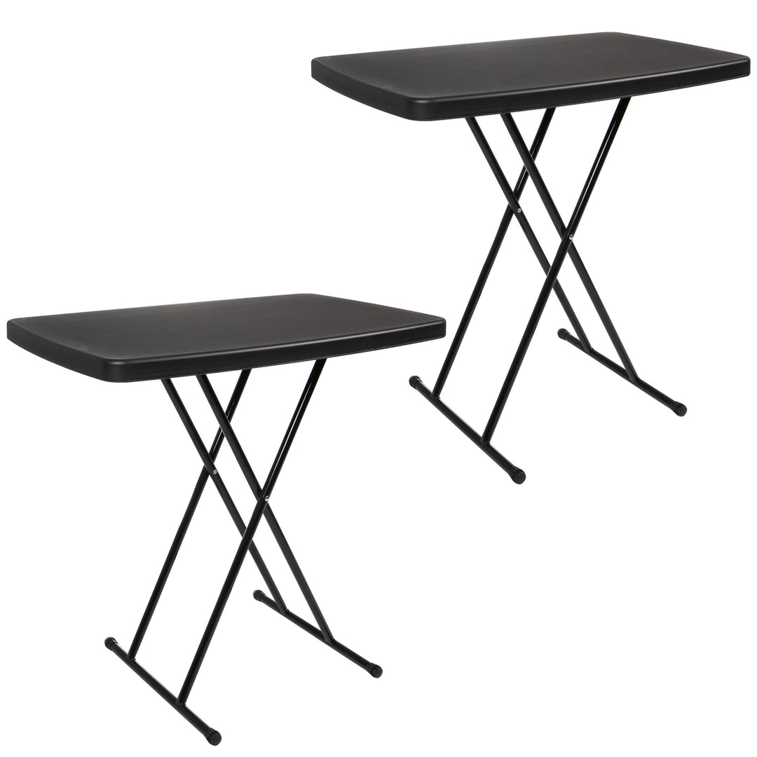 Folding Table Set 2 Lightweight Portable Tables Small Plastic Desk for Camping Image 1