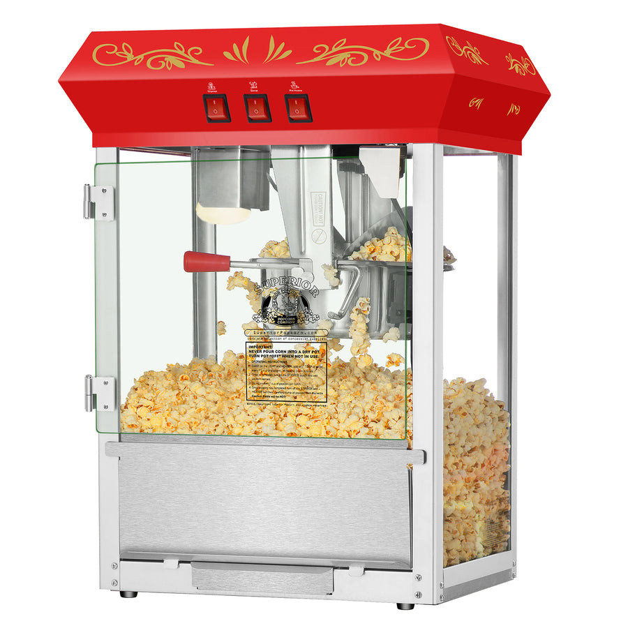 Movie Night Superior 3 Gallon Capacity Countertop Popcorn Popper 8 Oz Red Image 1