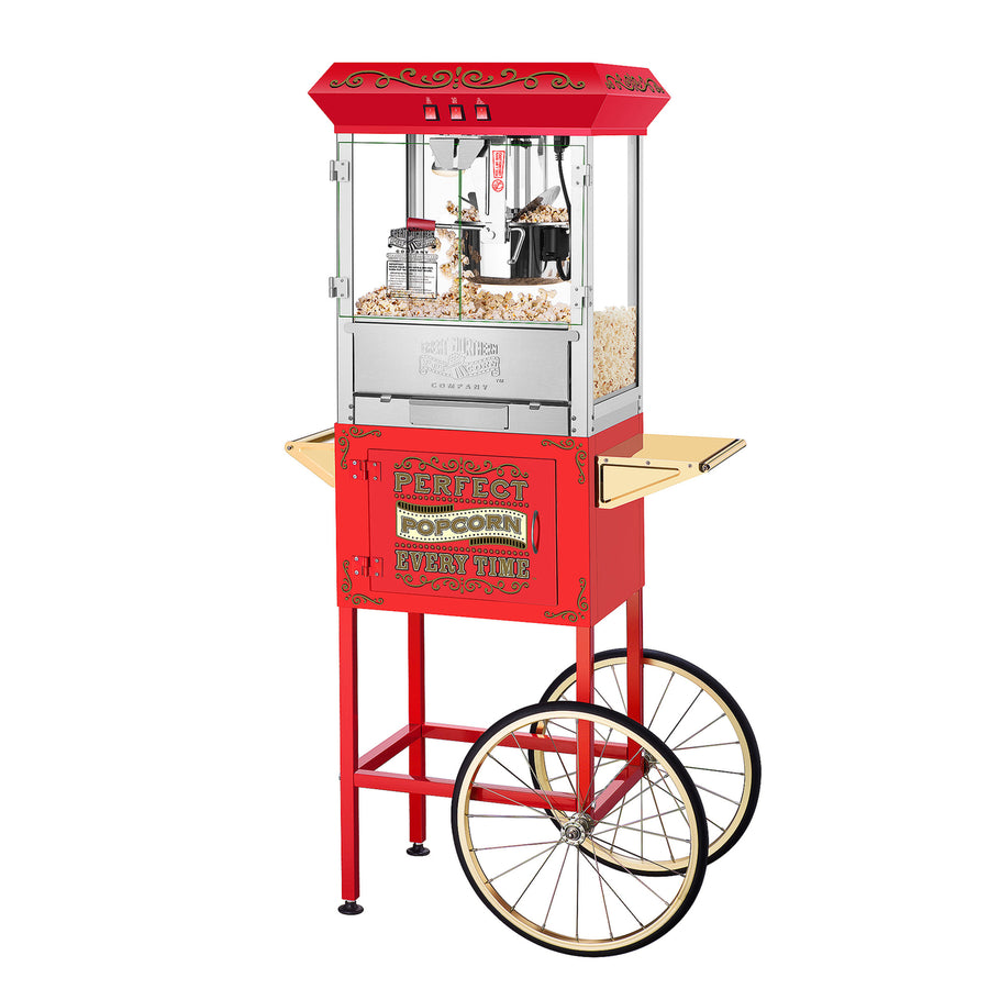 Great Northern 10 oz Red Popcorn Machine with Cart Portable Party Popper Image 1