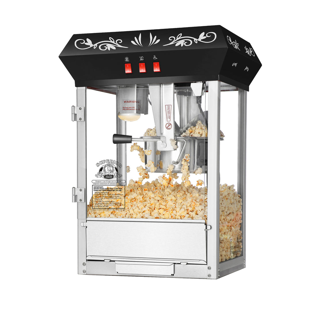 Commercial Popcorn Popper Machine 3 Gallon Black 8 Oz Countertop Vintage Style Image 1