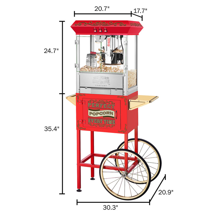 Great Northern 10 oz Red Popcorn Machine with Cart Portable Party Popper Image 2