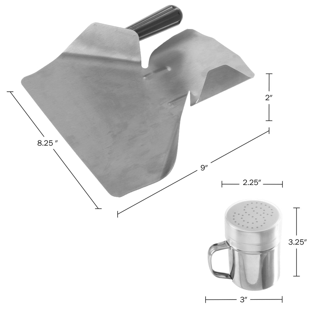 Popcorn Scoop and Shaker Set 2pc Serving Kit, Wide Scooper, Saltshaker Dredge Image 2