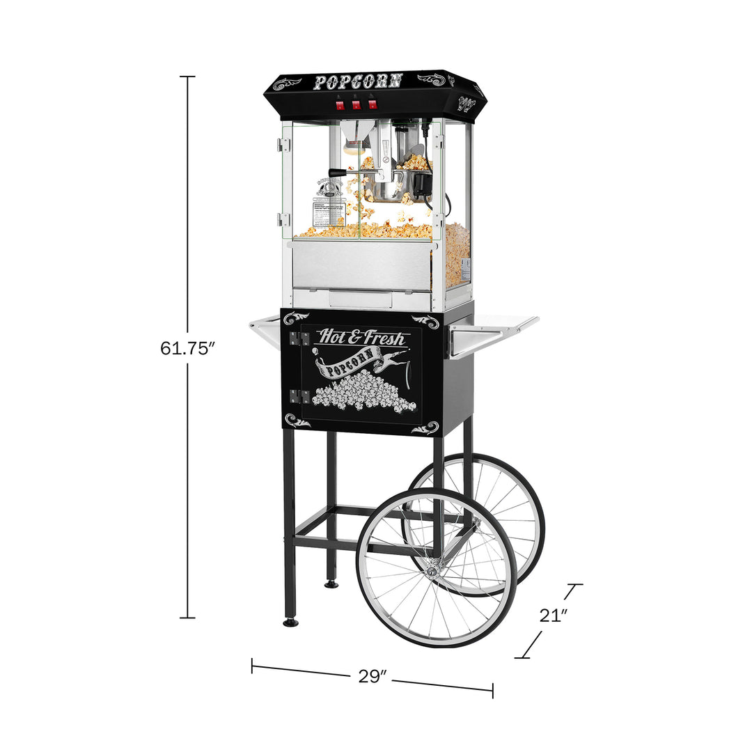 Professional Popcorn Machine with Cart 8 oz Popper with Stainless Steel Kettle Image 2