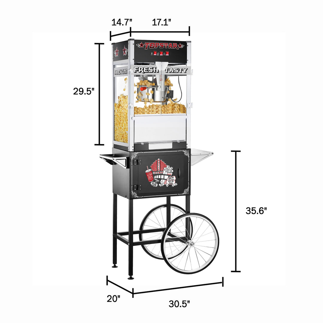 Popcorn Machine with Cart Commercial Quality 12-Ounce Commercial Kettle Popper Image 2