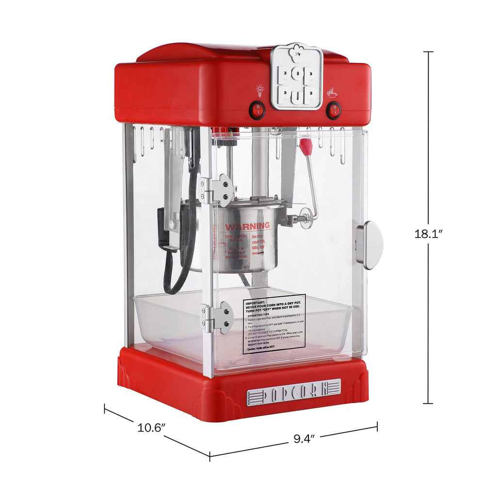 Pop Pup Popcorn Machine 2.5 Oz Retro Red Electric Popper Home Countertop Image 2