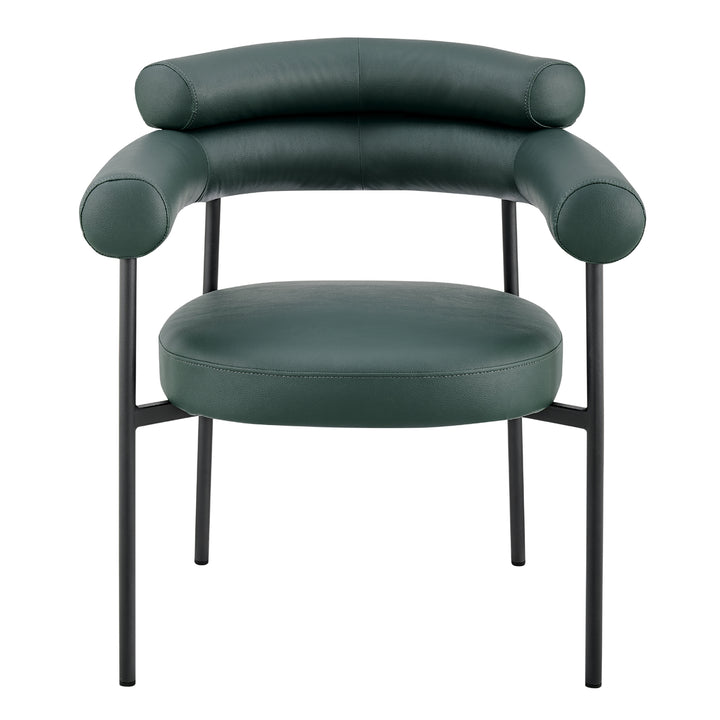 Iconic Home Tisdale Dining Chair Faux Leather Upholstered Round Seat Open Back Design Architectural Solid Metal Frame (1 Image 2