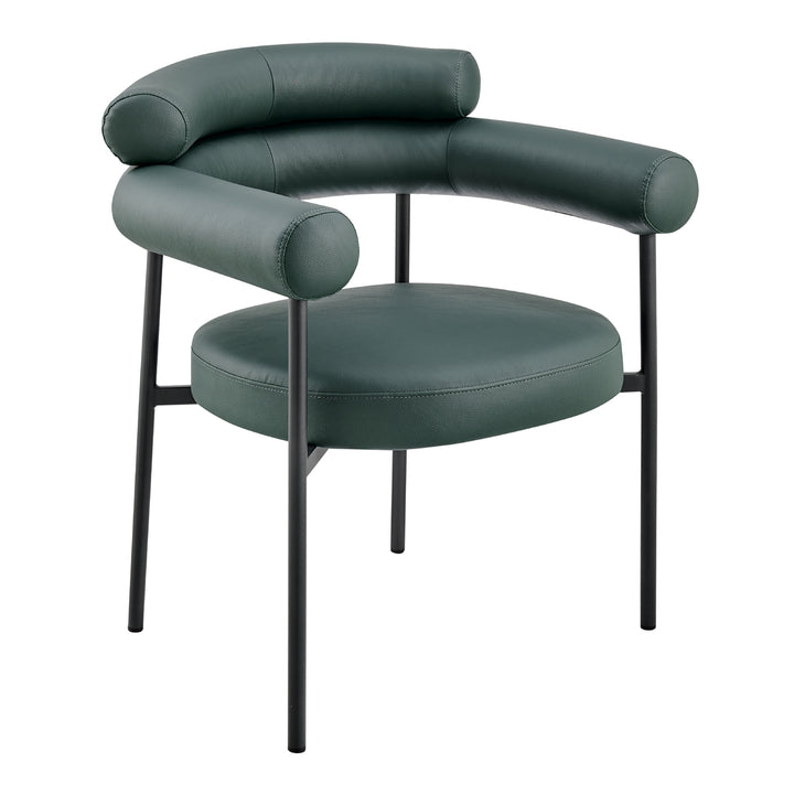 Iconic Home Tisdale Dining Chair Faux Leather Upholstered Round Seat Open Back Design Architectural Solid Metal Frame (1 Image 5