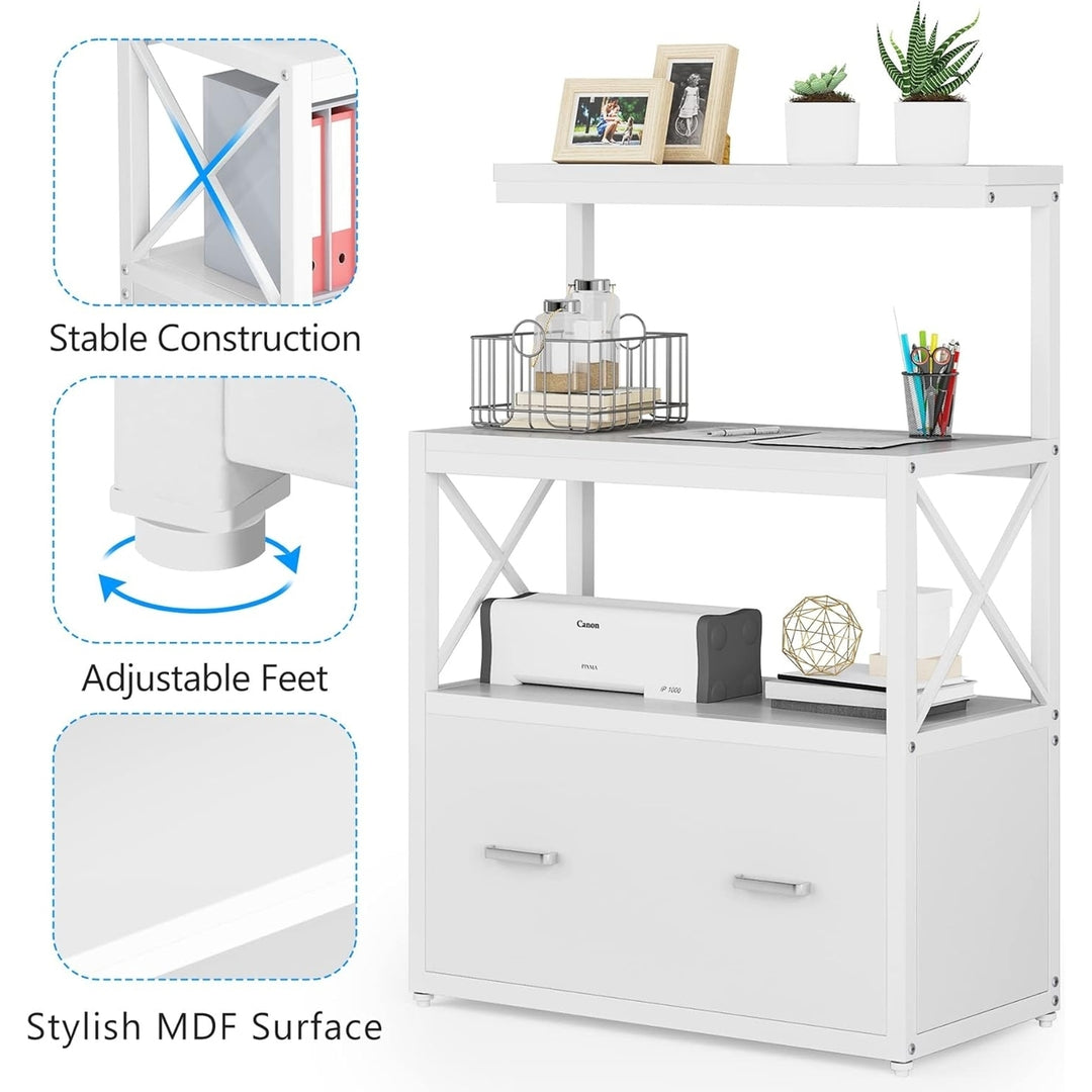 Tribesigns Lateral File Cabinet Modern Filing Cabinet with 1 Large Drawer and 3 Open Storage Shelves Image 2