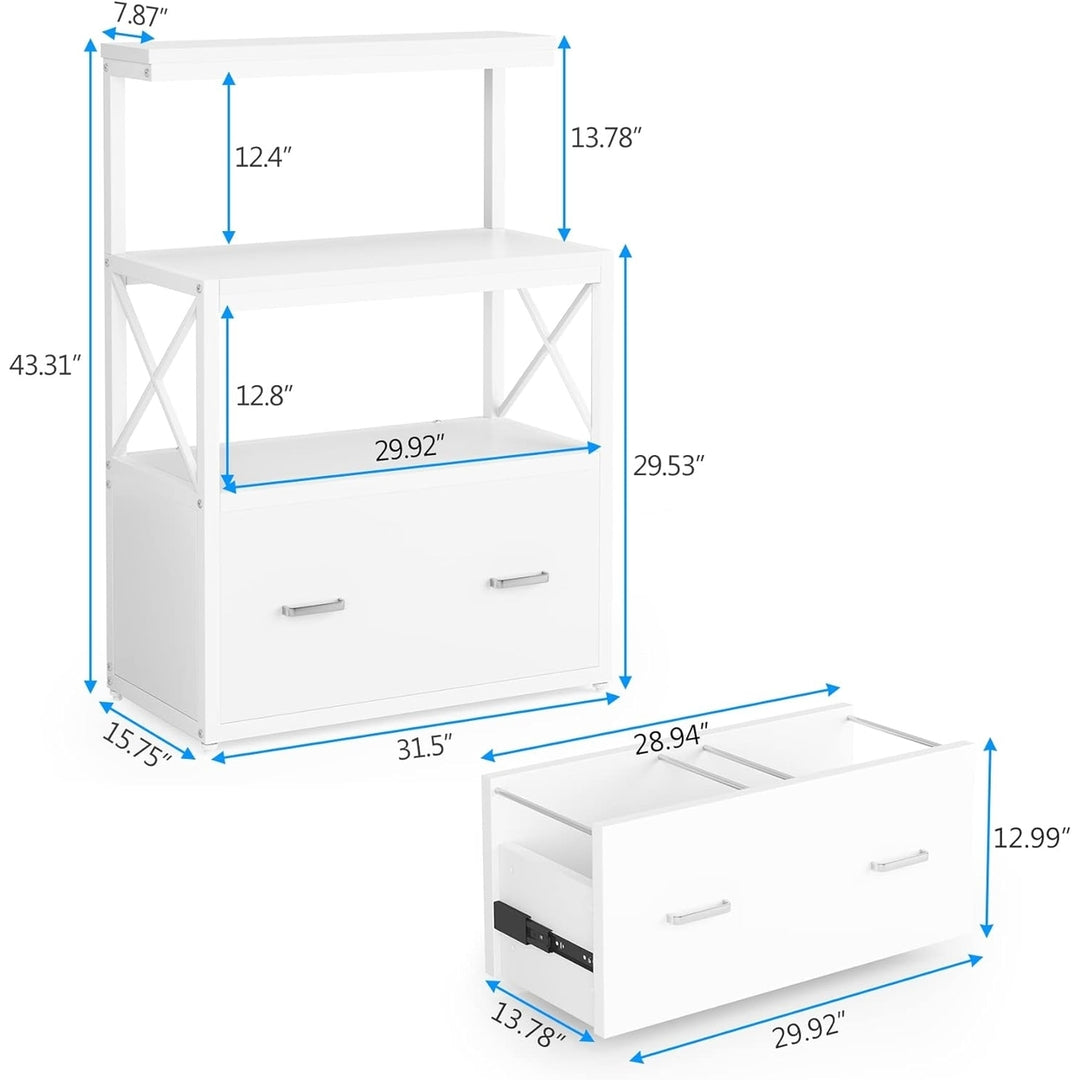 Tribesigns Lateral File Cabinet Modern Filing Cabinet with 1 Large Drawer and 3 Open Storage Shelves Image 3