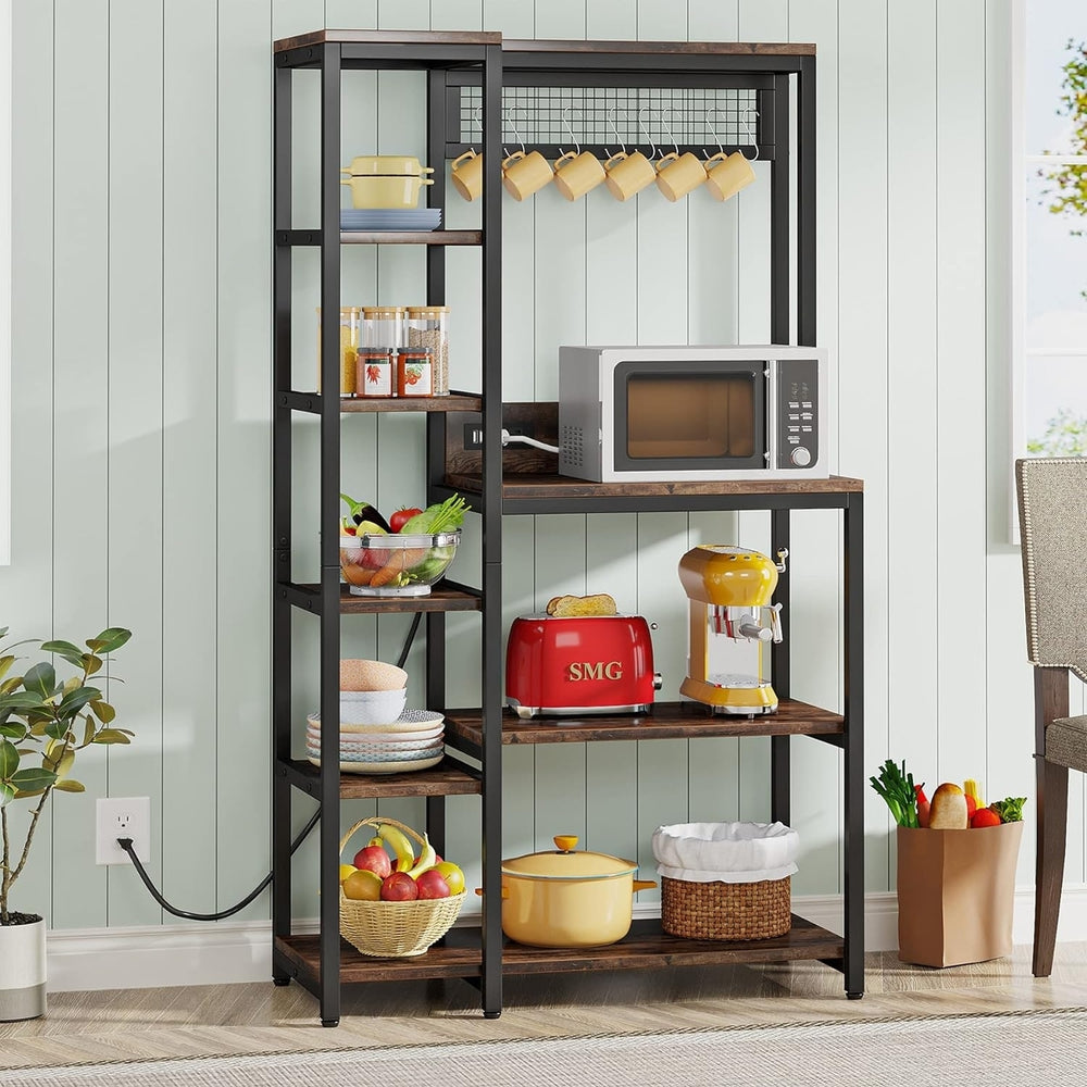 Tribesigns Bakers Rack with Power Outlets, 8-Tier Microwave Stand with Storage Shelves, Freestanding Kitchen Utility Image 2