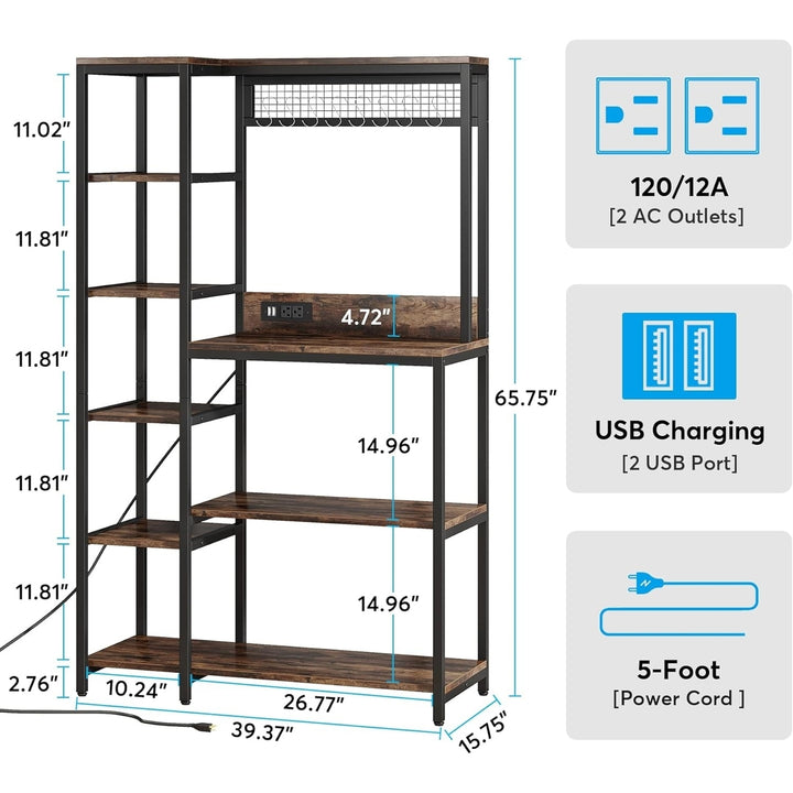 Tribesigns Bakers Rack with Power Outlets, 8-Tier Microwave Stand with Storage Shelves, Freestanding Kitchen Utility Image 3