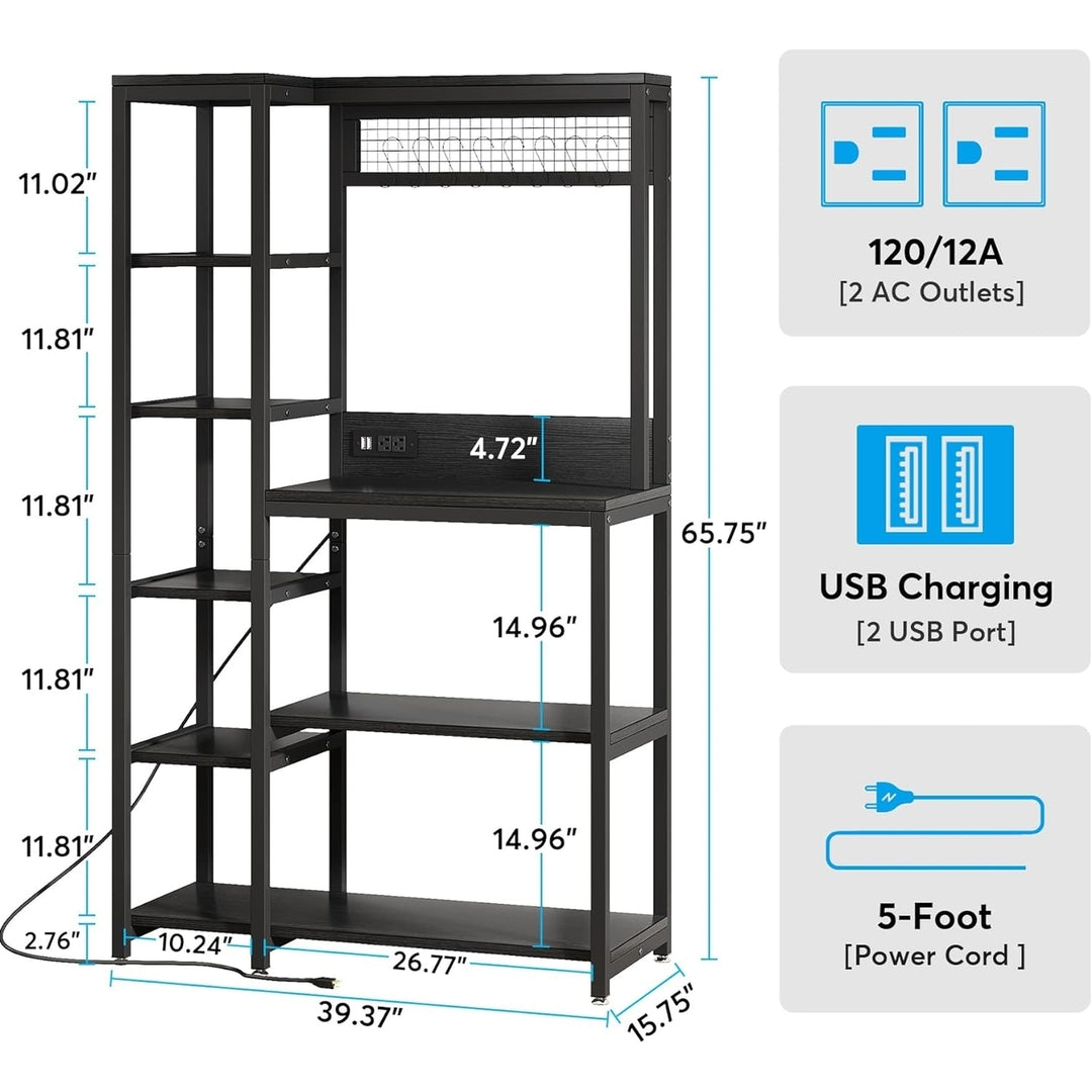 Tribesigns Bakers Rack with Power Outlets, 8-Tier Microwave Stand with Storage Shelves, Freestanding Kitchen Utility Image 5