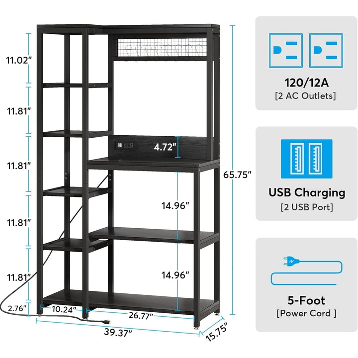 Tribesigns Bakers Rack with Power Outlets, 8-Tier Microwave Stand with Storage Shelves, Freestanding Kitchen Utility Image 5