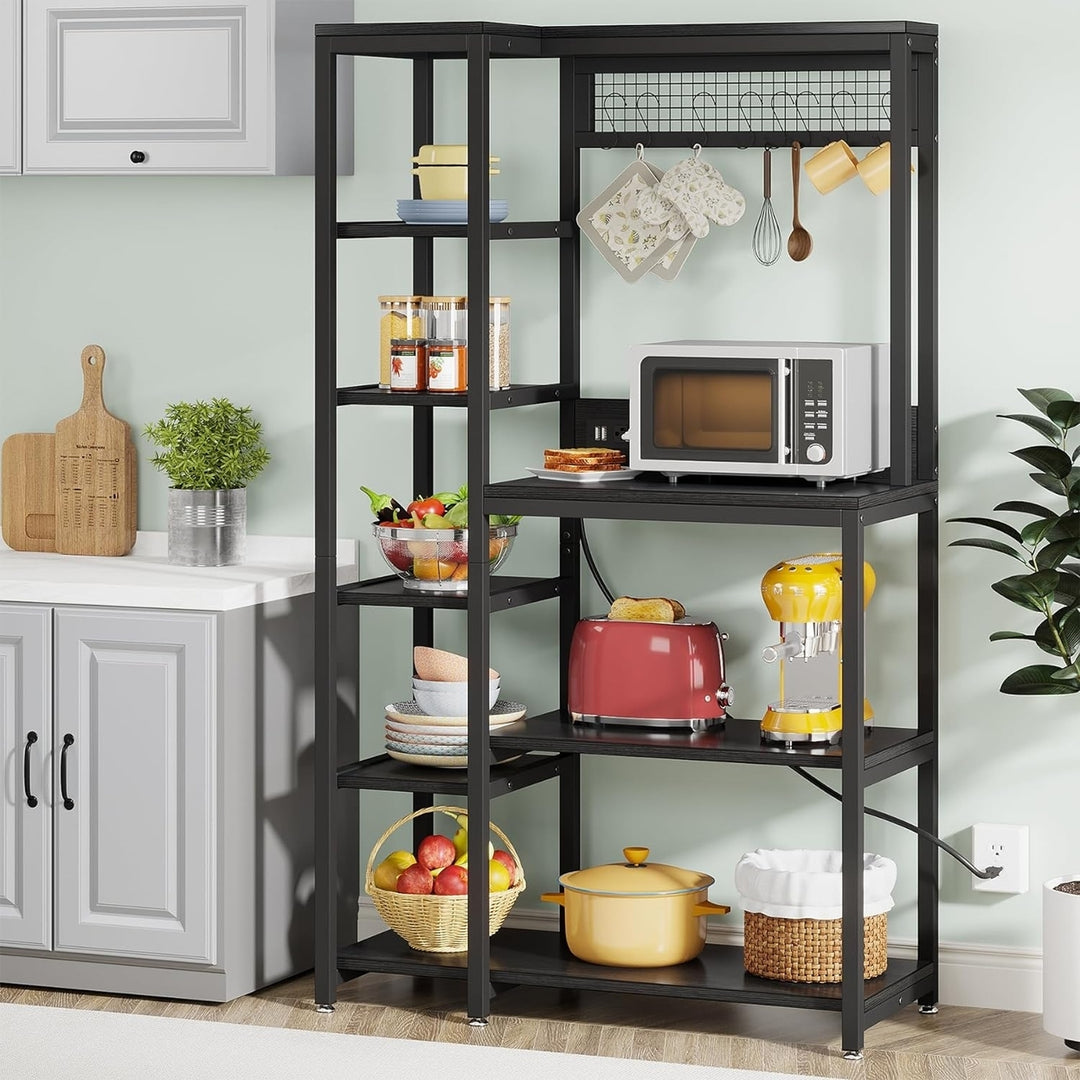 Tribesigns Bakers Rack with Power Outlets, 8-Tier Microwave Stand with Storage Shelves, Freestanding Kitchen Utility Image 7