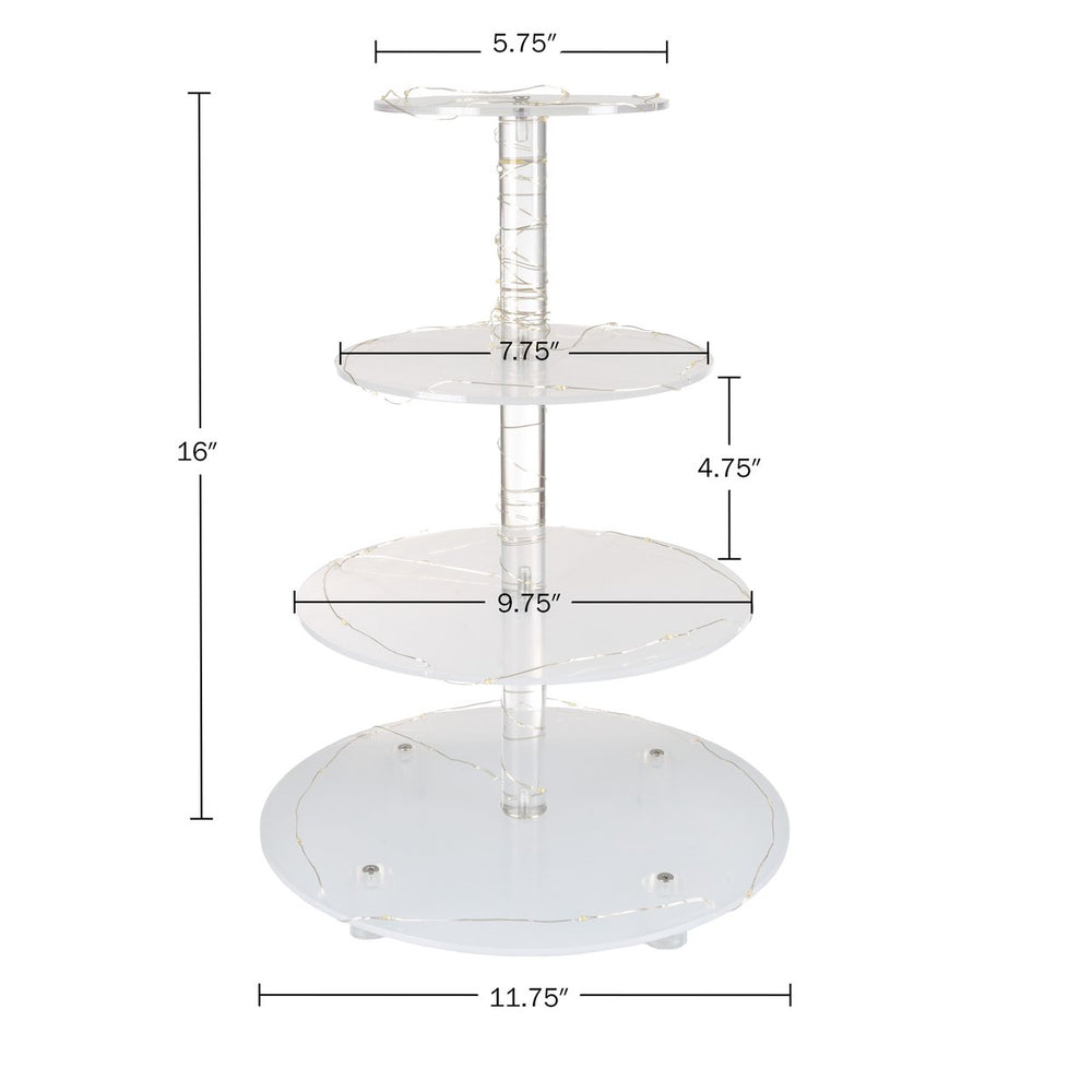 4-Tier Acrylic Cupcake Stand with LED Lights Fits 38 Cupcakes for Parties Image 2