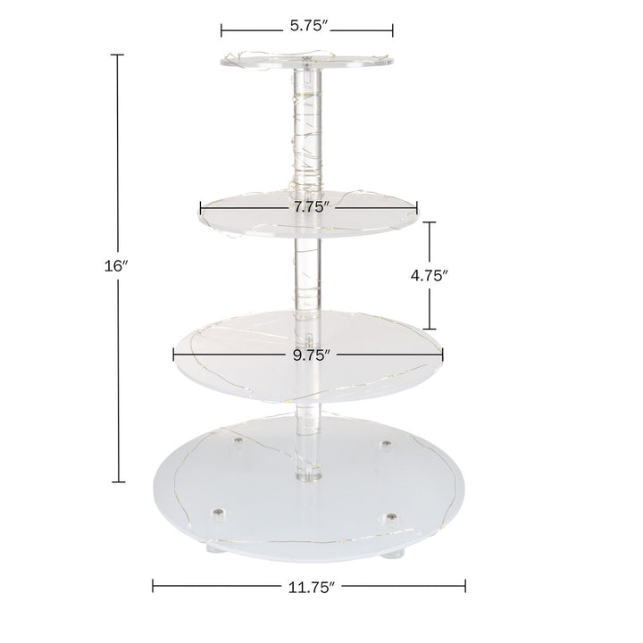 4-Tier Acrylic Cupcake Stand with LED Lights Fits 38 Cupcakes for Parties Image 2