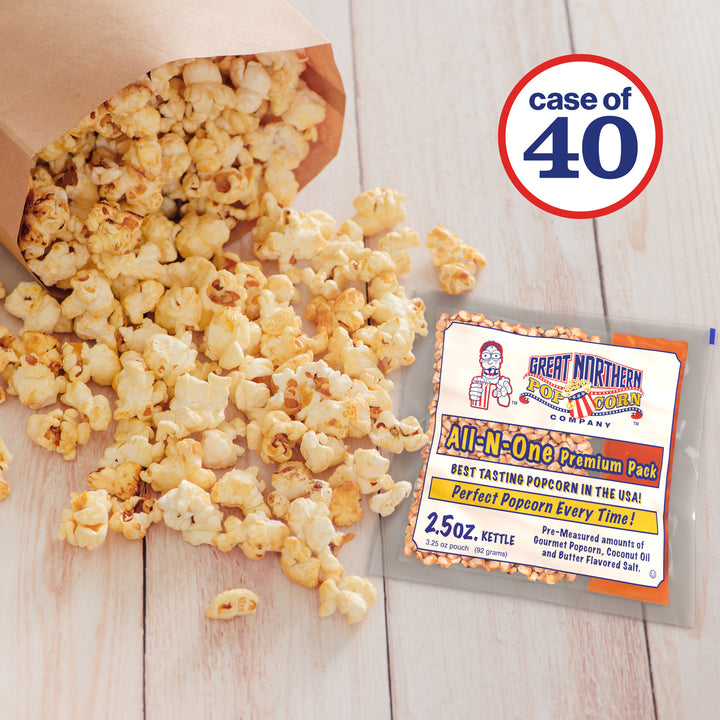 2.5oz Popcorn 40-Pack All-in-One Packs with Kernels, Salt, and Oil Image 1