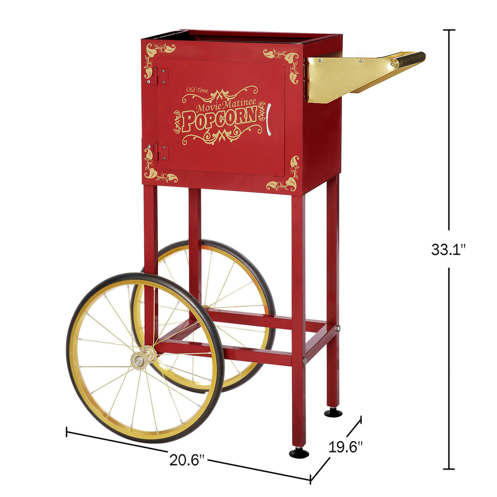 Popcorn Cart Matinee Replacement Stand 8oz Poppers Shelf, Handle Wheels, Red Image 2