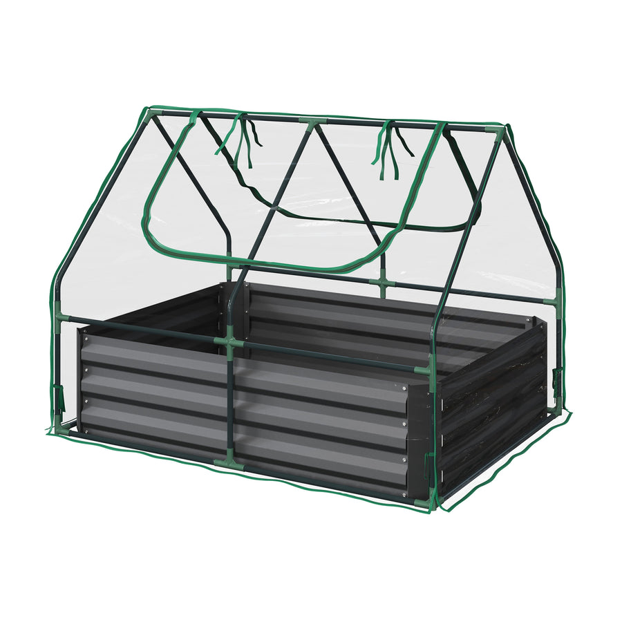 Raised Garden Bed, Removable Green House, 4ftx3ft Galvanized Steel Planter Box Image 1