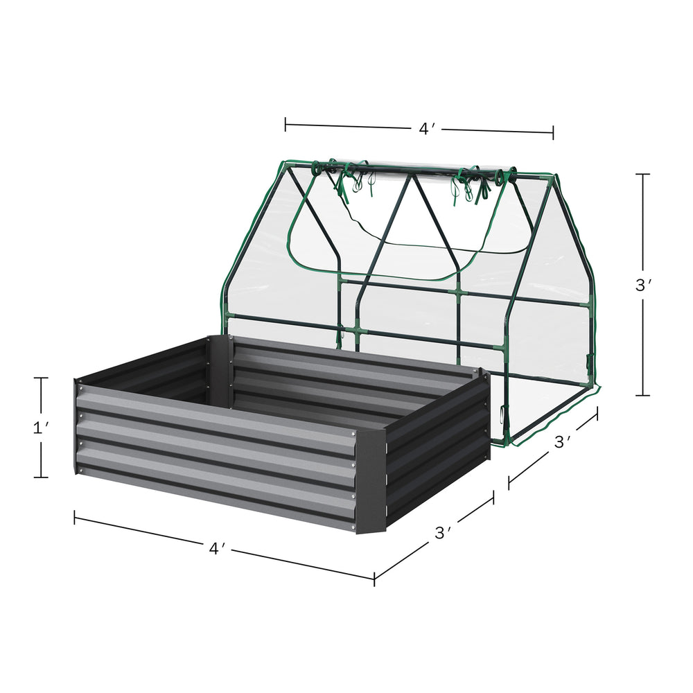 Raised Garden Bed, Removable Green House, 4ftx3ft Galvanized Steel Planter Box Image 2