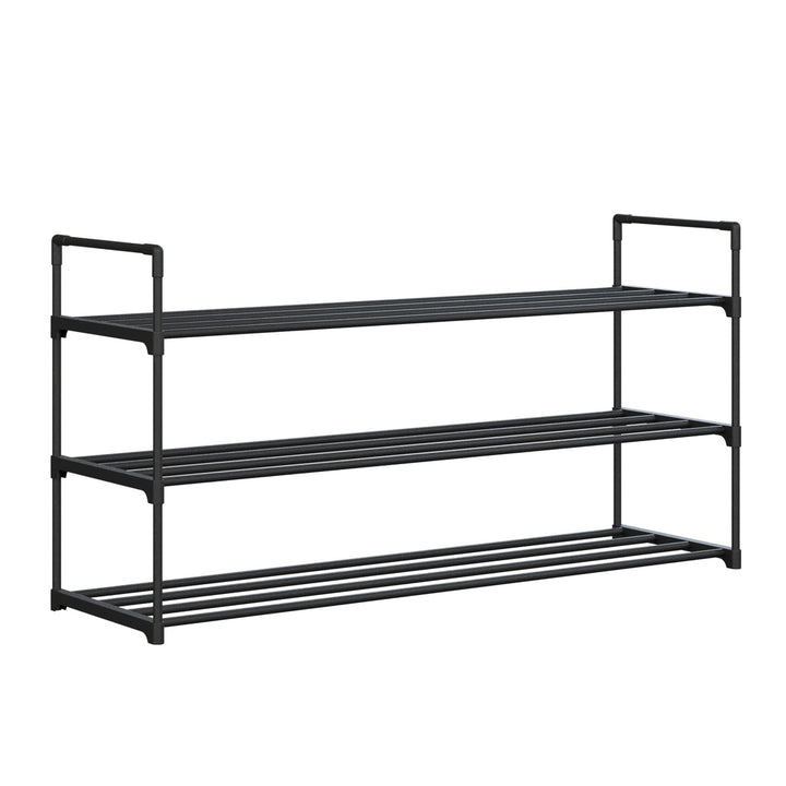 3-Tier Black Shoe Rack Organizer Holds 15 Pairs Durable Plastic Space Saving Storage Image 1