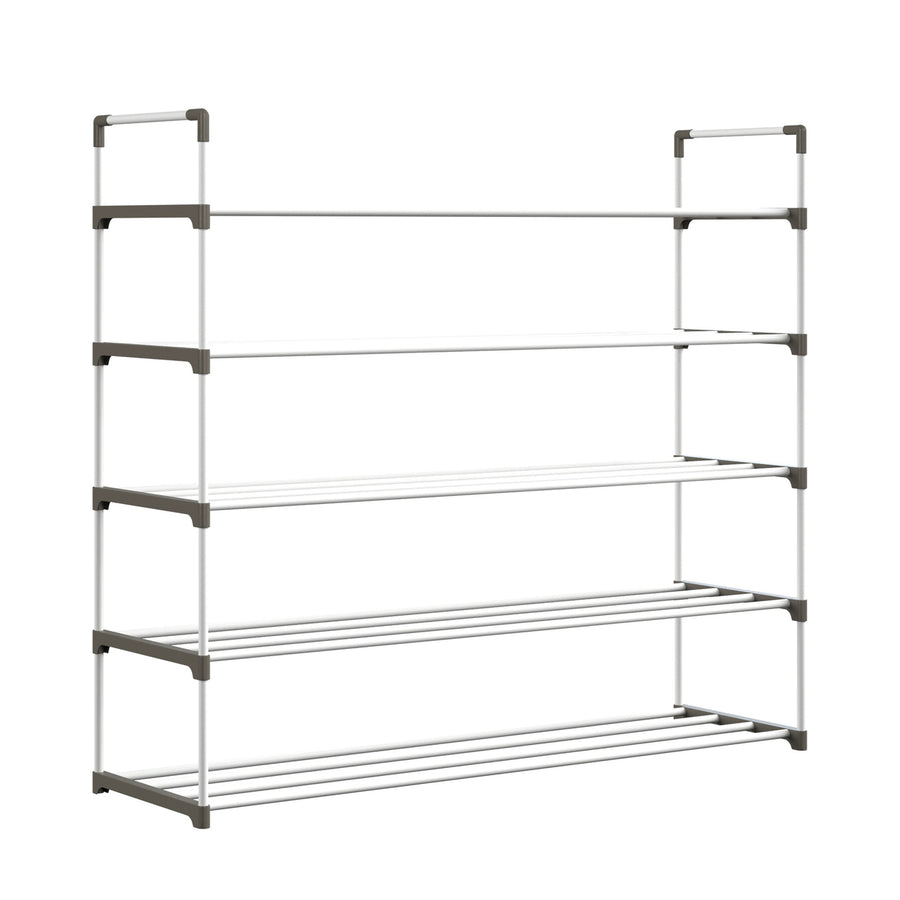 5-Tier Shoe Rack Organizer White Plastic Shelf Holds 25 Pairs Shoes Boots Heels Image 1