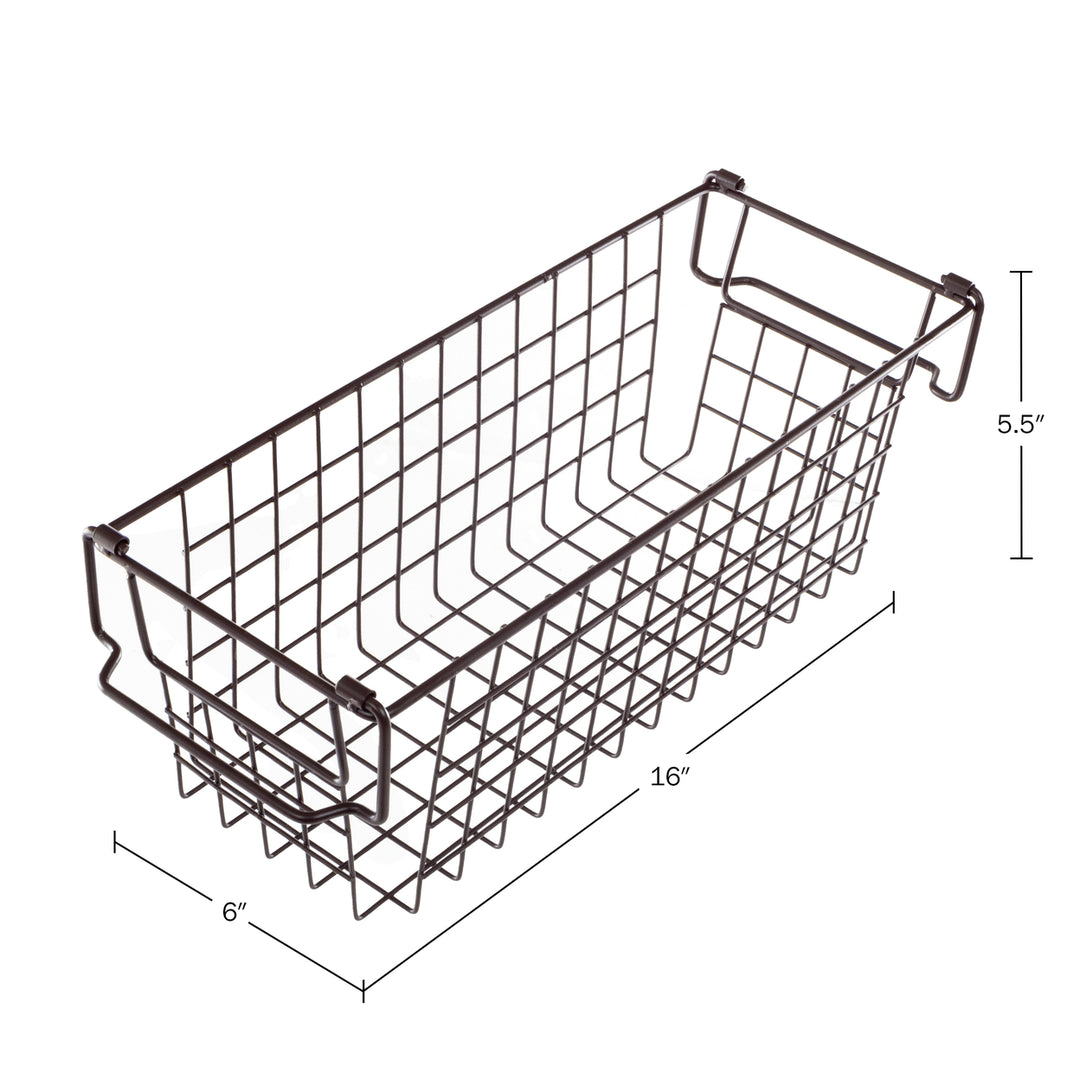 Storage Bins Set of 2 Small Metal Wire Baskets Espresso Brown Kitchen Bathroom Image 2