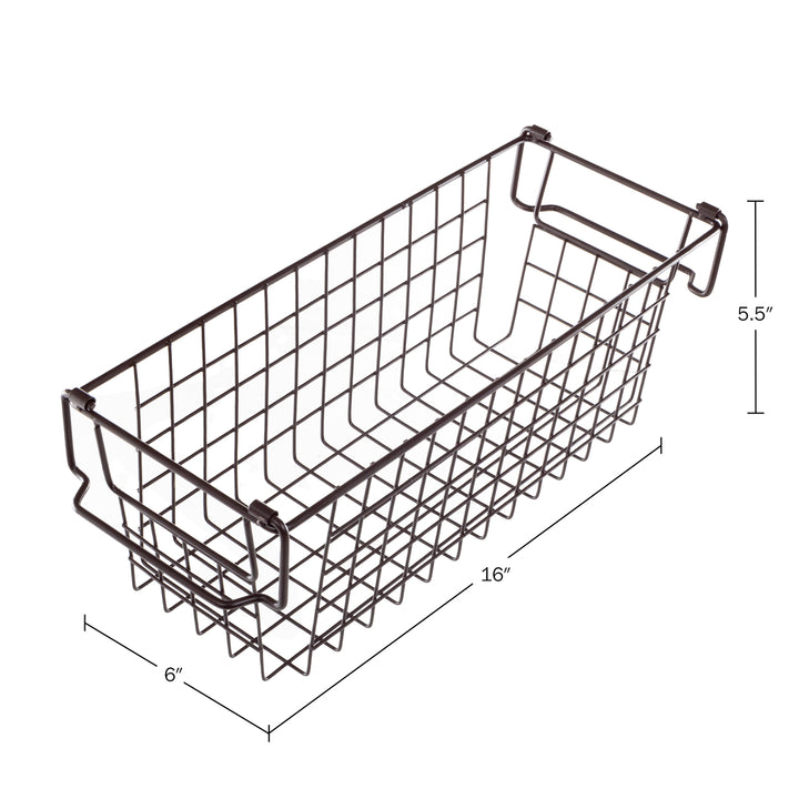 Storage Bins Set of 2 Small Metal Wire Baskets Espresso Brown Kitchen Bathroom Image 2