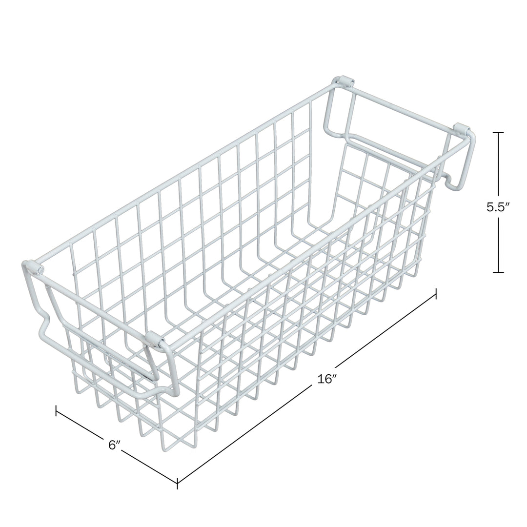 2 Storage Bins Small Shelf Organizers for Kitchen Bathroom Storage, White Image 2