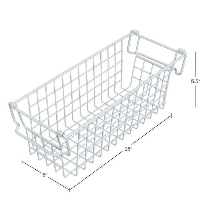 2 Storage Bins Small Shelf Organizers for Kitchen Bathroom Storage, White Image 2