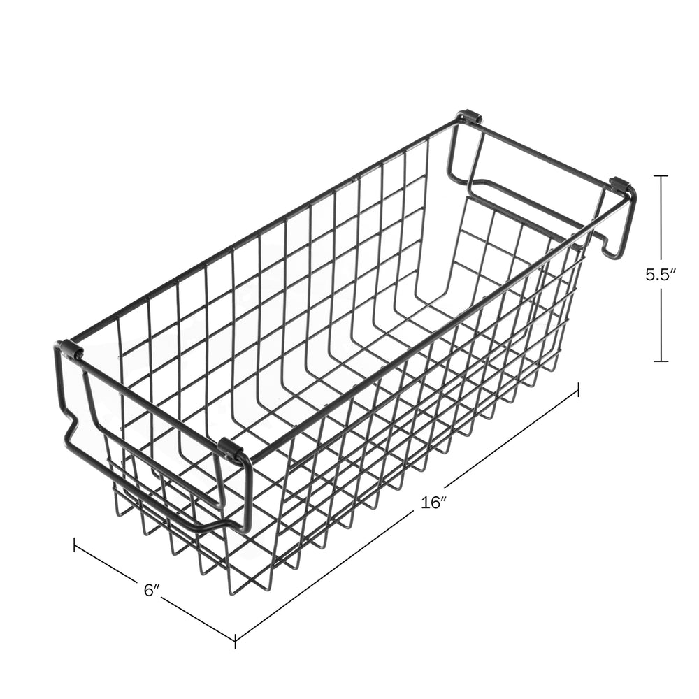 Black Wire Storage Basket Set Small Medium Large Nesting Shelving Organizers Image 2