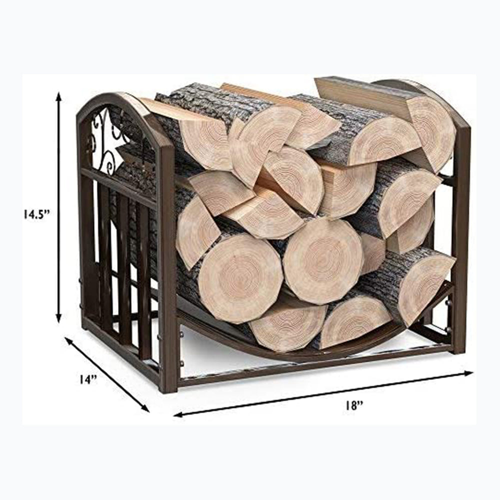 Firewood Rack Holder Scroll Design Metal Outdoor Indoor Log Storage Bin Image 2