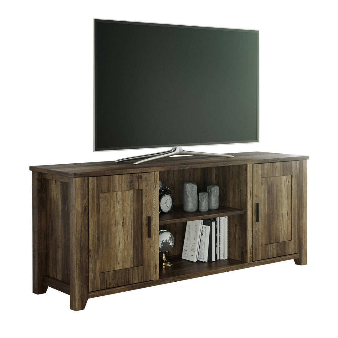 65 Inch TV Stand Farmhouse Style Adjustable Media Console with Storage Brown Image 1