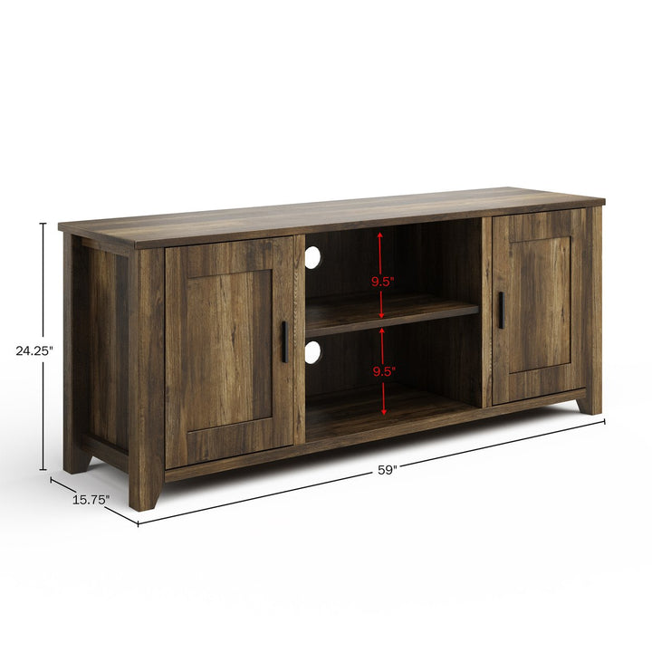 65 Inch TV Stand Farmhouse Style Adjustable Media Console with Storage Brown Image 2