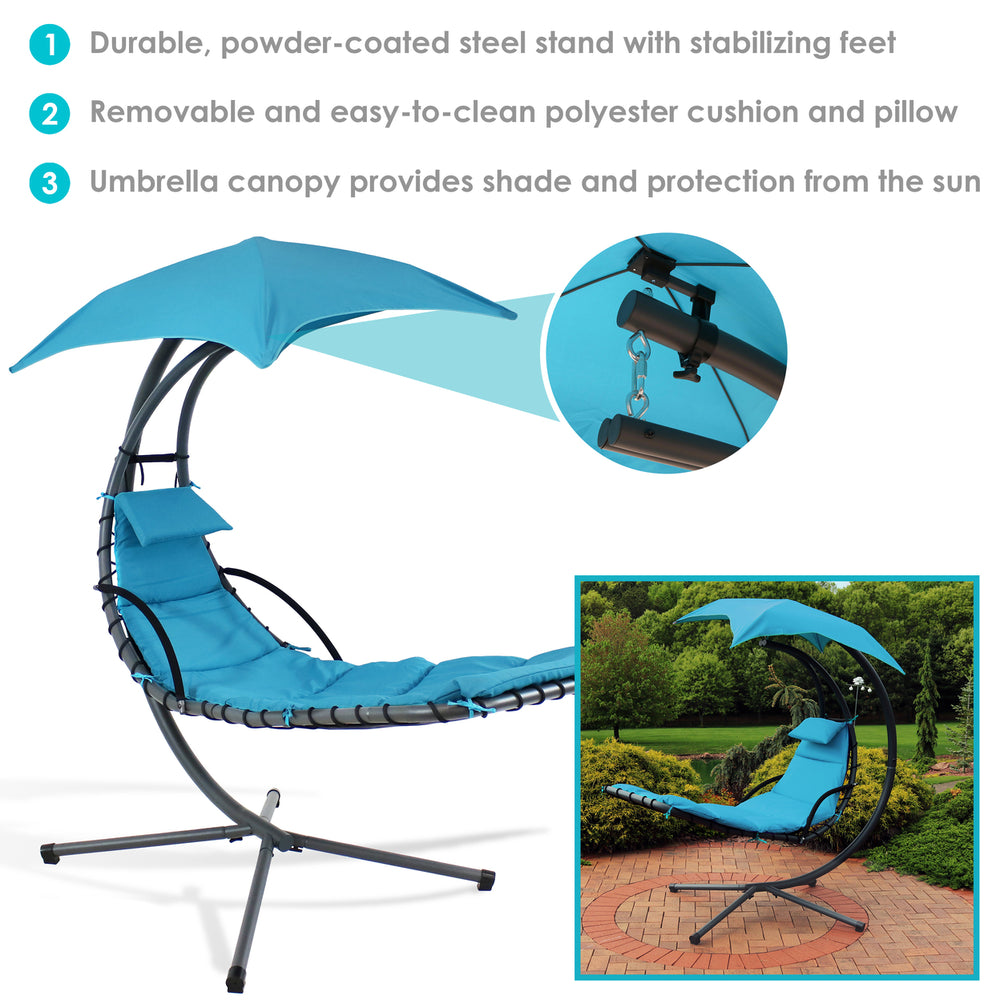 Sunnydaze Floating Lounge Chair and Umbrella/Curved Stand - Set of 2 Image 2