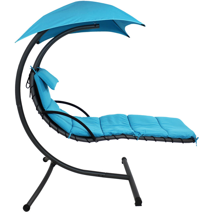 Sunnydaze Floating Lounge Chair with Canopy/Arc Stand - Teal - Set of 2 Image 9