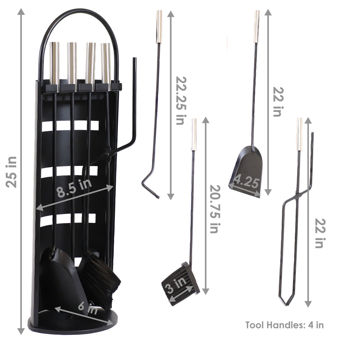 Sunnydaze 4-Piece Fireplace Tool Set with Slotted Shroud Holder Image 3