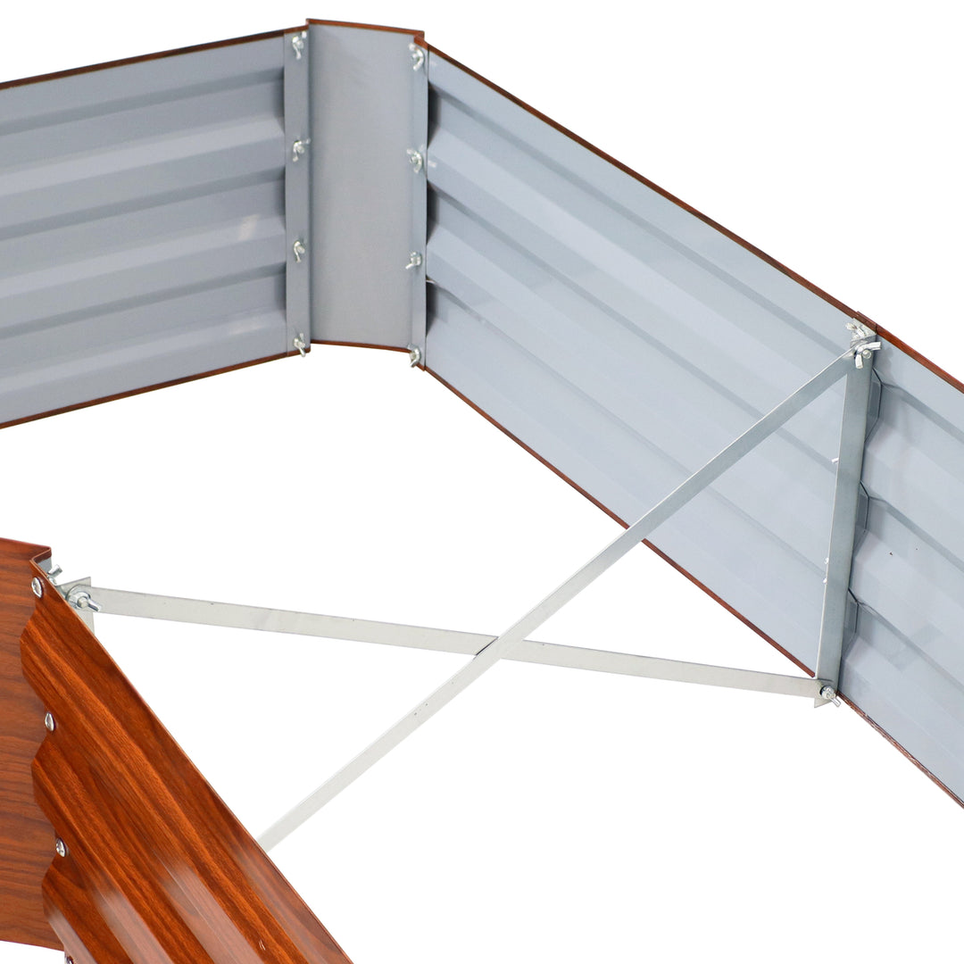 Sunnydaze Galvanized Steel L-Shaped Raised Garden Bed - 59.5 in - Woodgrain Image 5
