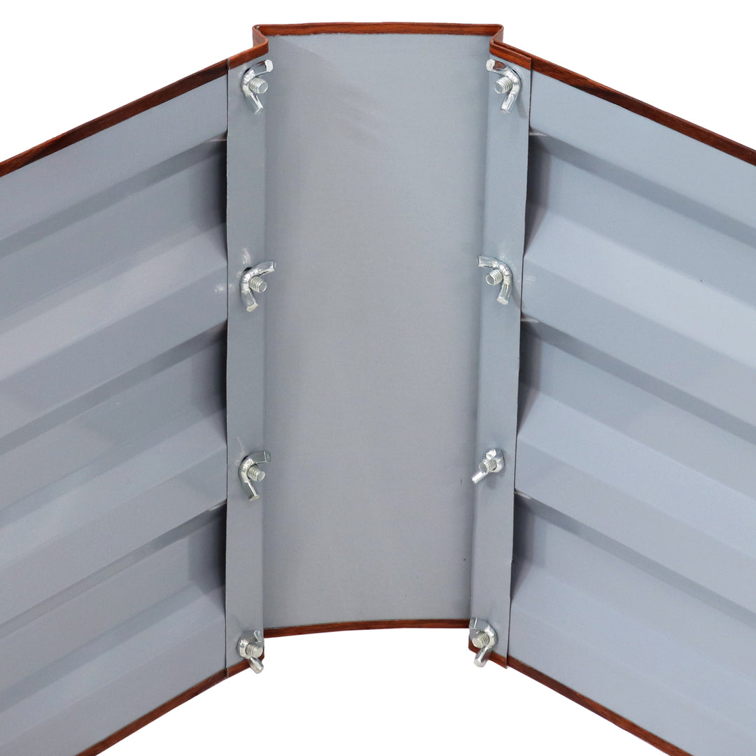 Sunnydaze Galvanized Steel L-Shaped Raised Garden Bed - 59.5 in - Woodgrain Image 6