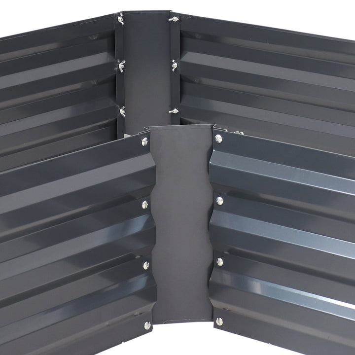 Sunnydaze Galvanized Steel L-Shaped Raised Garden Bed - 59.5 in - Dark Gray Image 6