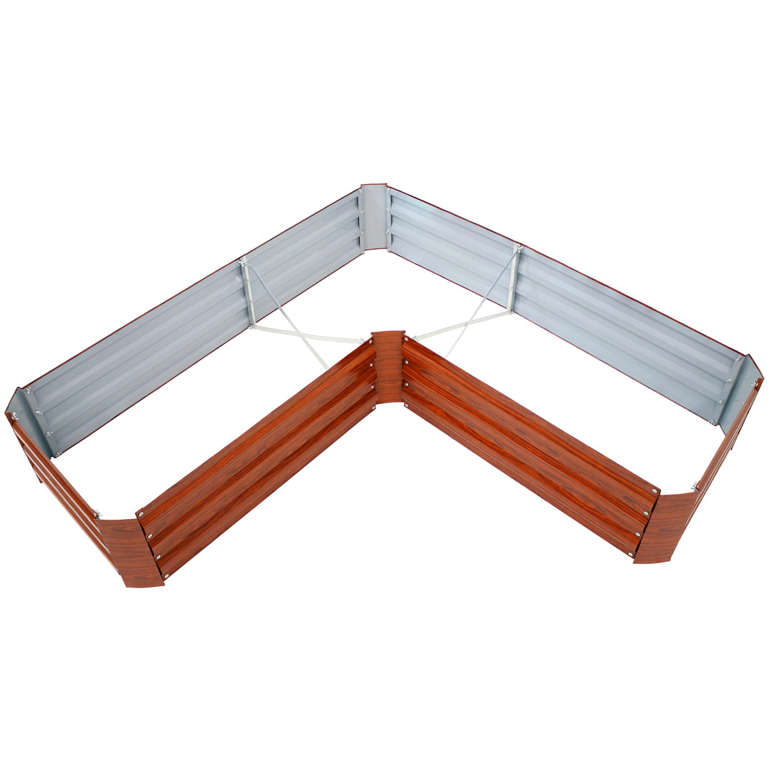 Sunnydaze Galvanized Steel L-Shaped Raised Garden Bed - 59.5 in - Woodgrain Image 10